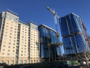 Silvery Towers Construction on residential high-rise towers in San Jose, California