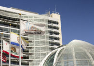 Building with flags flying