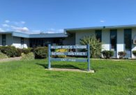 A sign outside a school district office