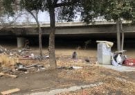 Trash and debris accumulates at the 7th Street onramp to Highway 280 in San Jose. Photo by Ramona Giwargis.