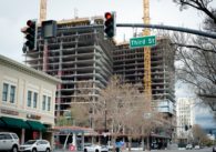 A high-rise building under construction in San Jose