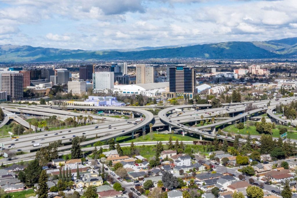 An aerial view of downtown San Jose