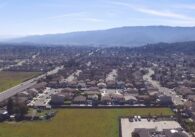 An aerial view of part of the city of Gilroy