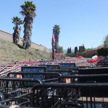 A cluster of shopping carts in San Jose, California