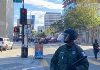Protesters marched from San Jose City Hall to Highway 101 on May 29, 2020 after Minneapolis police officer Derek Chauvin killed George Floyd, an unarmed black man. File photo by Katie Lauer.