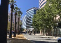 Offices and a vacant street in downtown San Jose