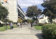 Students walking on campus at San Jose State University