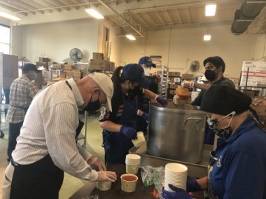 Martha's Kitchen People package soup for people in need in San Jose, California