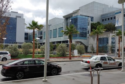 Cars parked outside a medical center in San Jose, California