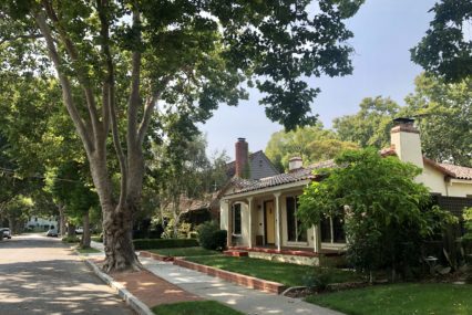 A single-family home on a tree-lined street in the Willow Glen neighborhood of San jose