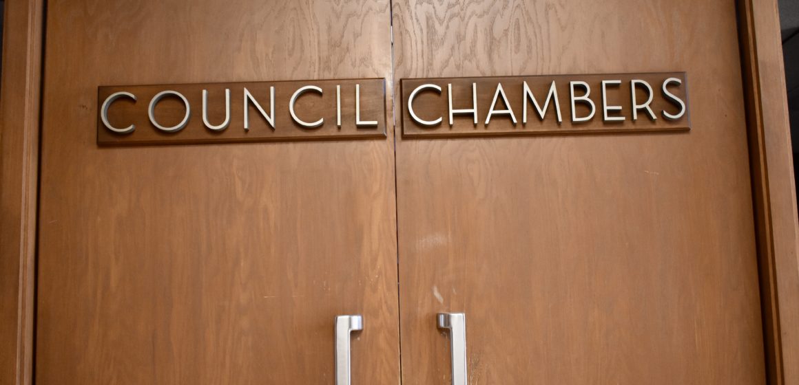 Santa Clara council Doors to local government chambers in Santa Clara, California