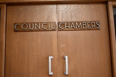 Santa Clara council Doors to local government chambers in Santa Clara, California