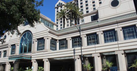 The exterior of a hotel in San Jose, California