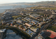 An aerial rendering of a development in Santa Clara.