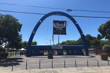 The entrance to the fairgrounds in San Jose, California