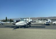 Small planes on the tarmac of Reid-Hillview Airport in East San Jose