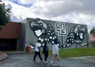 Students walking in front of a high school in San Jose, California