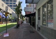 A business storefront at a pedestrian mall in San Jose
