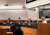 The Santa Clara County Board of Supervisors in the meeting chambers
