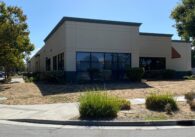 Exterior of the Sunnyvale Family Shelter, a long single floored building at the corner of Hamlin Court.