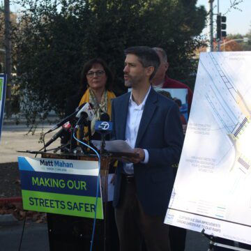 San Jose Mayor Matt Mahan speaking at a press conference