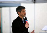 A man holding a microphone