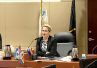 Director Rebecca Eisenberg speaking at her dias