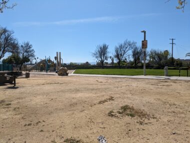 Sylvia Cassell Park A photo of Sylvia Cassell Park in San Jose, where Councilmember Peter Ortiz said a pirate ship play structure used to be. Visible in photo: A blank gravelly space with a play structure and a slide in the background.