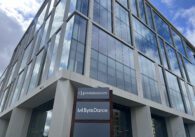 Large office building with glass windows