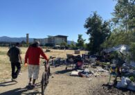 Person walks along a creek