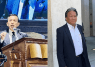 Two men in a split image