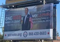 An election related voter outreach billboard in Vietnamese