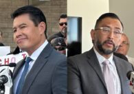 A composite image of two men in suits