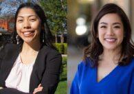 A composite photo of two women running for elected office