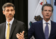 A split photo of two men in suits and ties