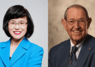 A split photo of a man and woman