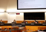 Santa Clara County Board Chambers with five supervisors seated, in order from left to right: Otto Lee, Sylvia Arenas, Susan Ellenberg, Betty Duong, Margaret Abe-Koga