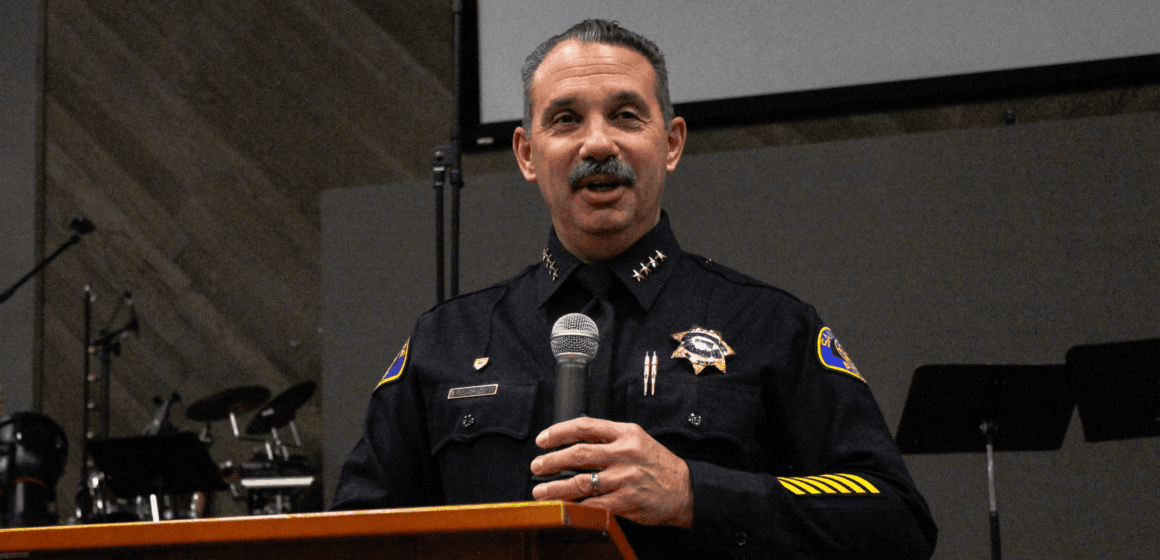 San Jose Chief of Police Paul Joseph at the Almaden Valley Community Association town hall on Jan. 13, 2025. Photo by Vicente Vera.
