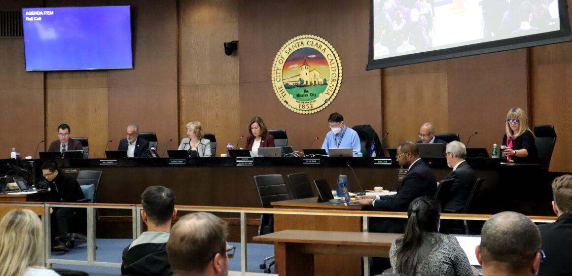 Santa Clara City Council Santa Clara City Council seated at dias with city crest behind