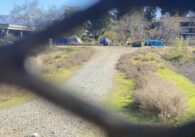 Homeless encampment by the creek