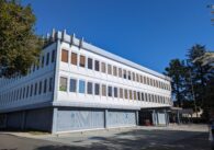 A three-story, squat building in Campbell