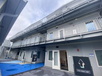 Branham Lane family unit A three-story building that provides housing for homeless people in San Jose, California