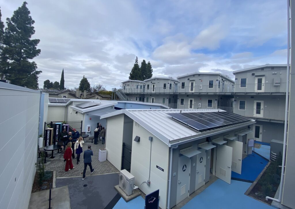 A temporary homeless housing site in San Jose