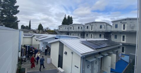 A temporary homeless housing site in San Jose