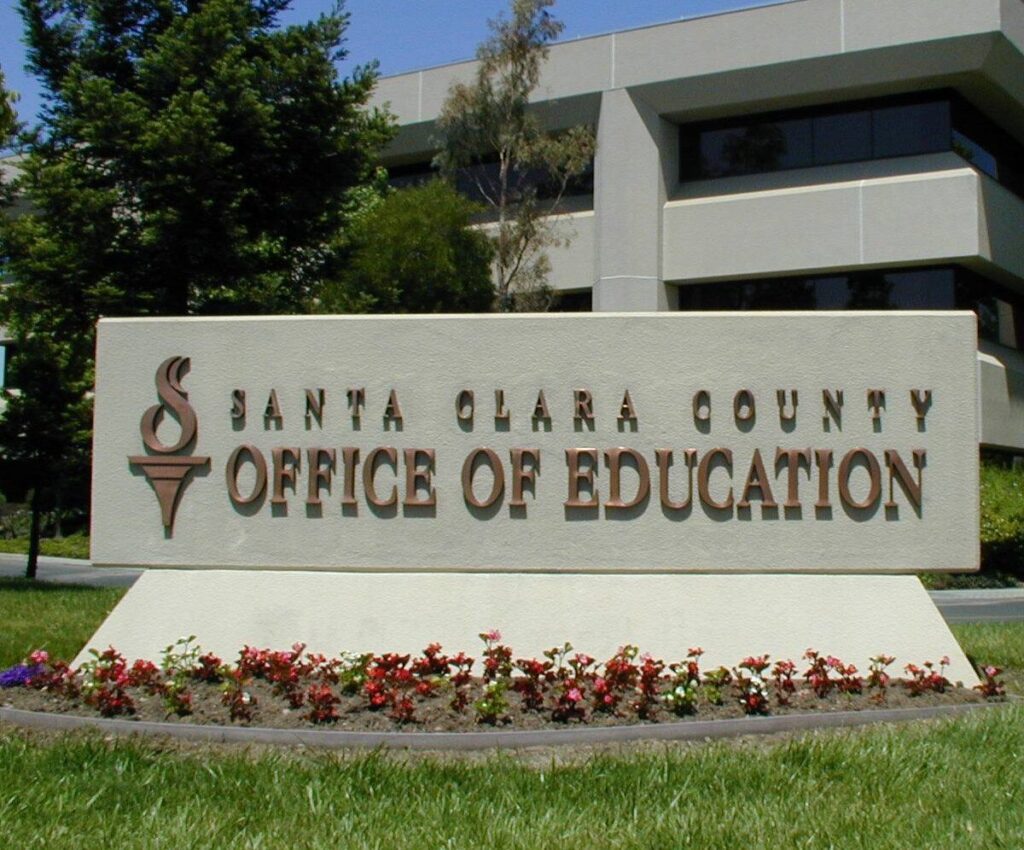 A sign outside for the Santa Clara County Office of Education