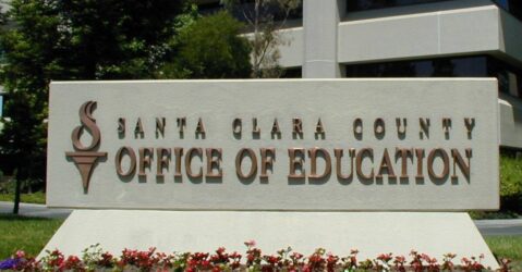 A sign outside for the Santa Clara County Office of Education