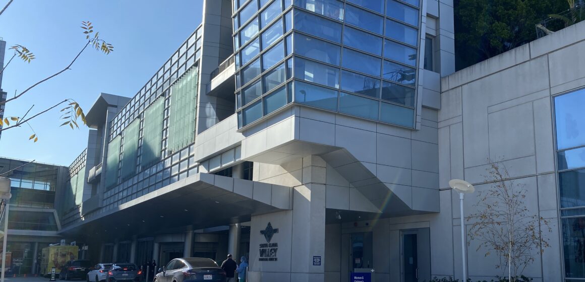 A car parked outside Santa Clara Valley Medical Center in San Jose