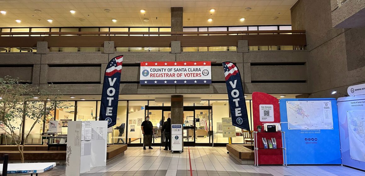 The interior of the elections office in Santa Clara County, California