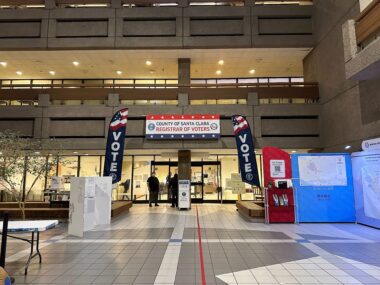 Voting-Nov-2022 The interior of the elections office in Santa Clara County, California