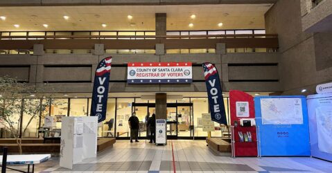 The interior of the elections office in Santa Clara County, California